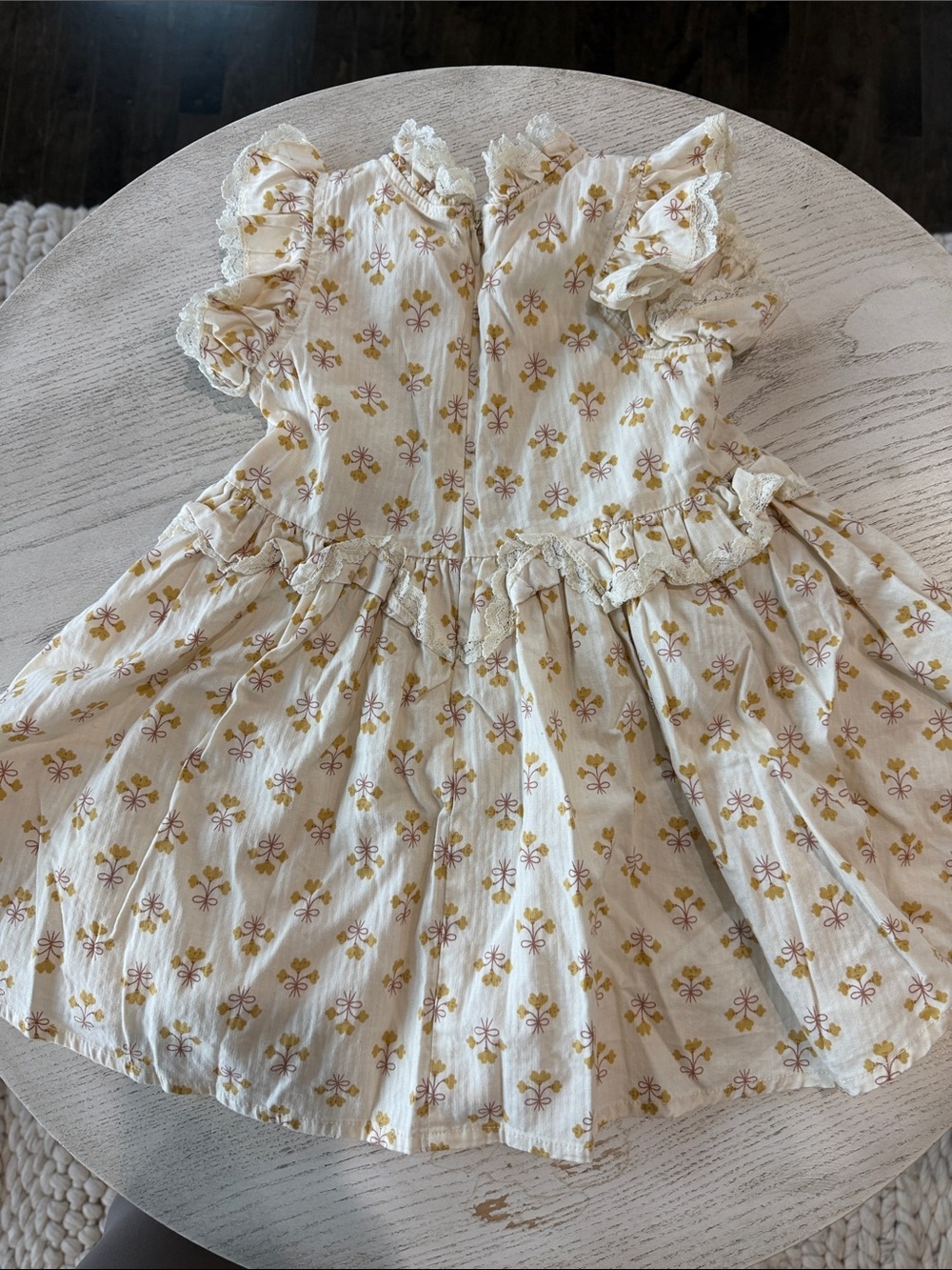 Nora LeeClassic Cream Floral Ruffle Kids Dress - Picture 2 of 3